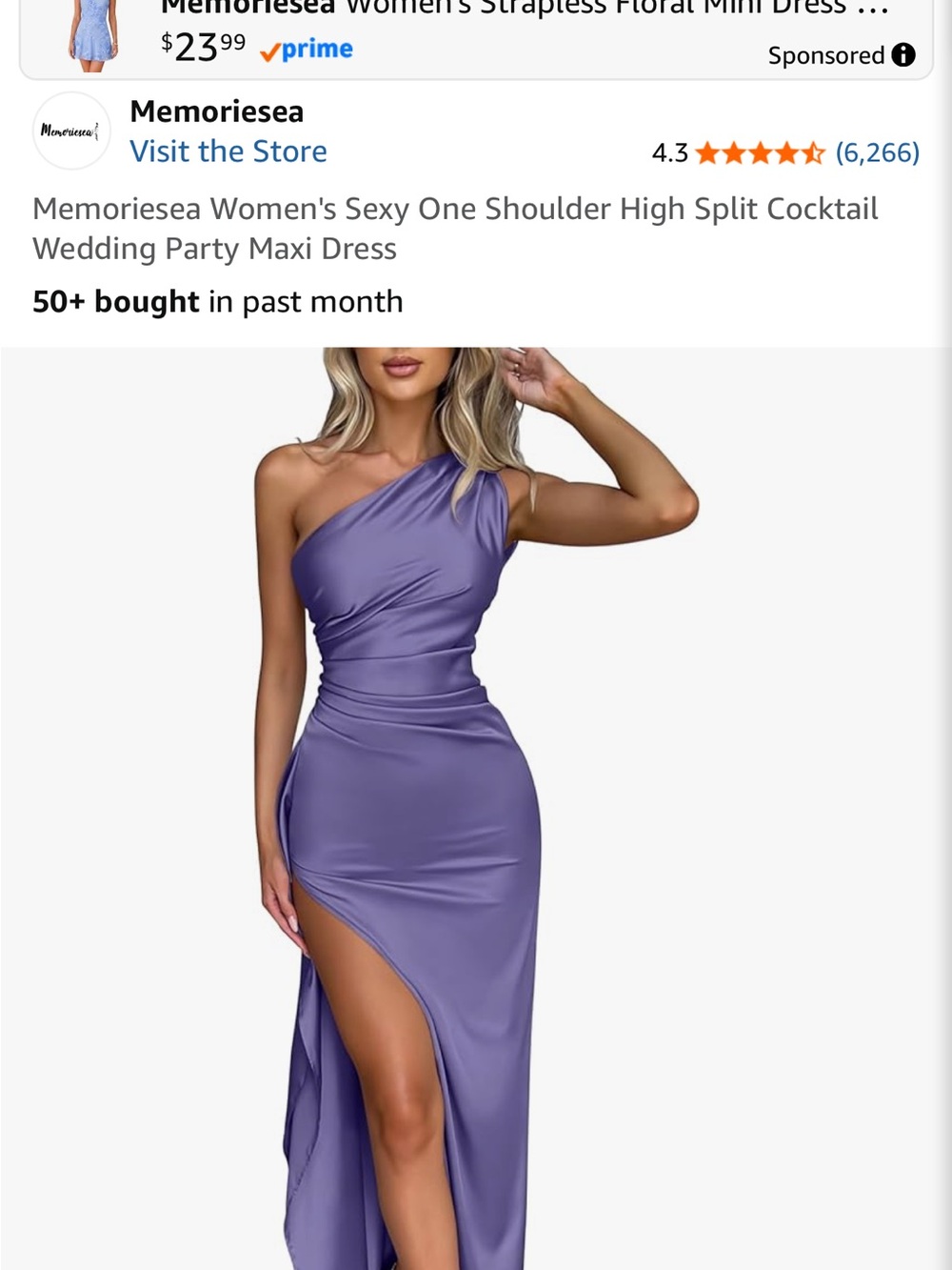 Women's One-Shoulder Purple Maxi Dress